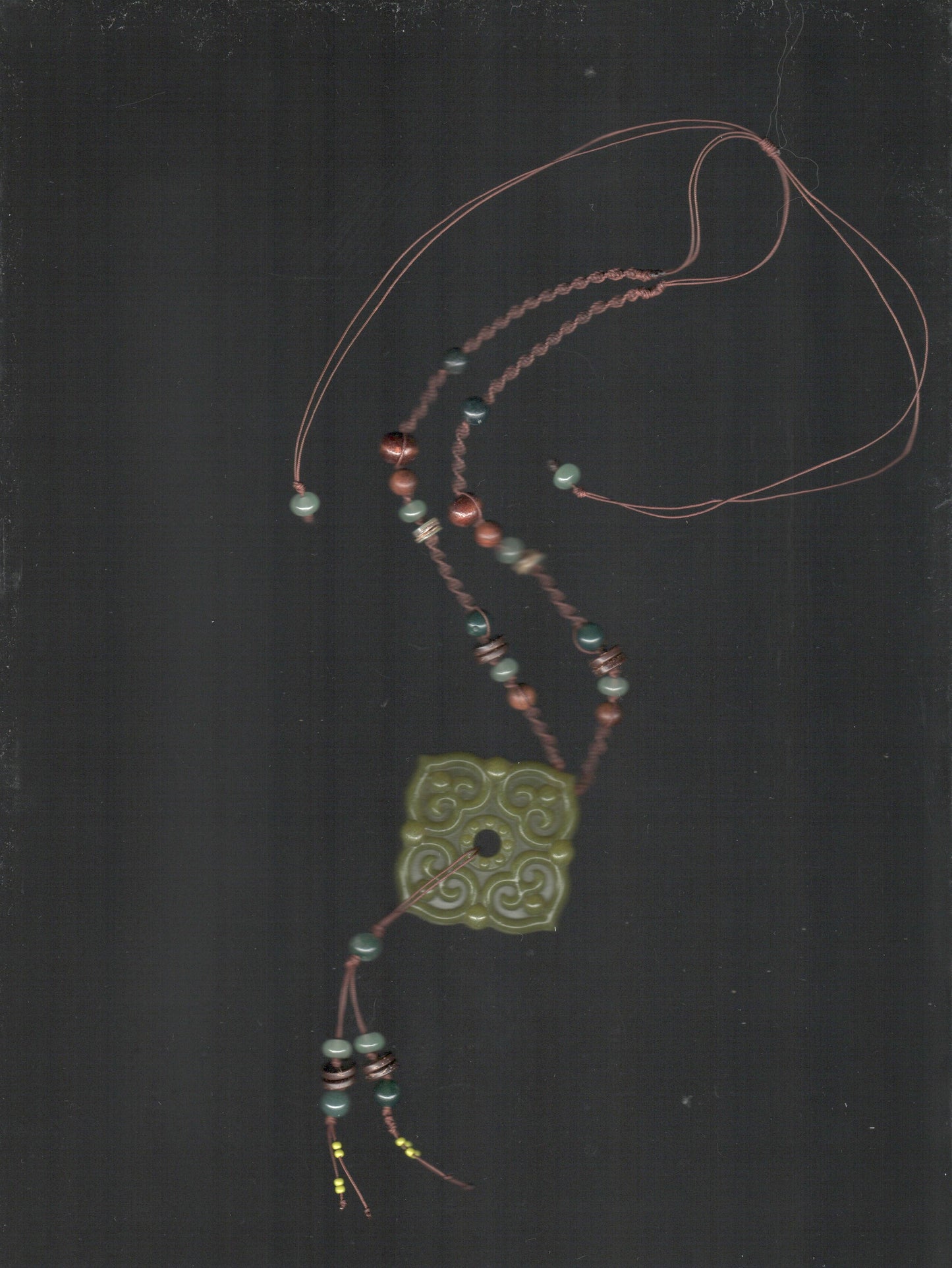 Olive Stone Knotted Necklace