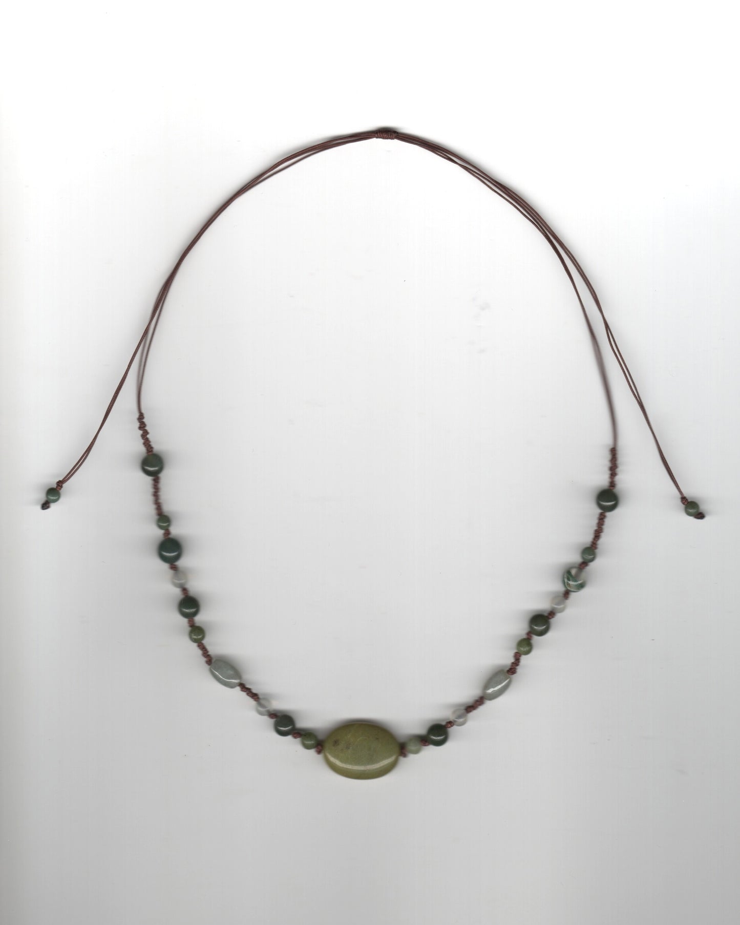 Oval Chartreuse Knotted Necklace