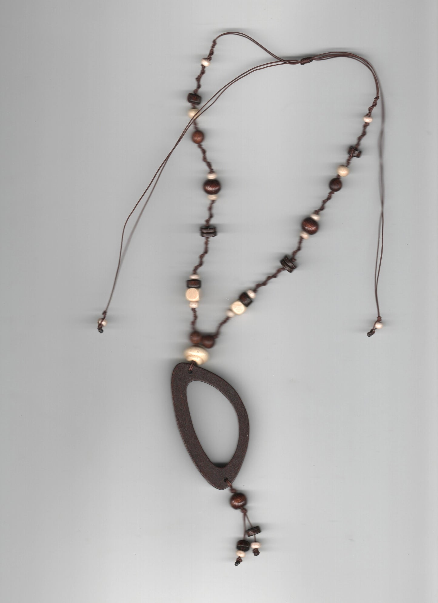 Wood Pendant Knotted Necklaces