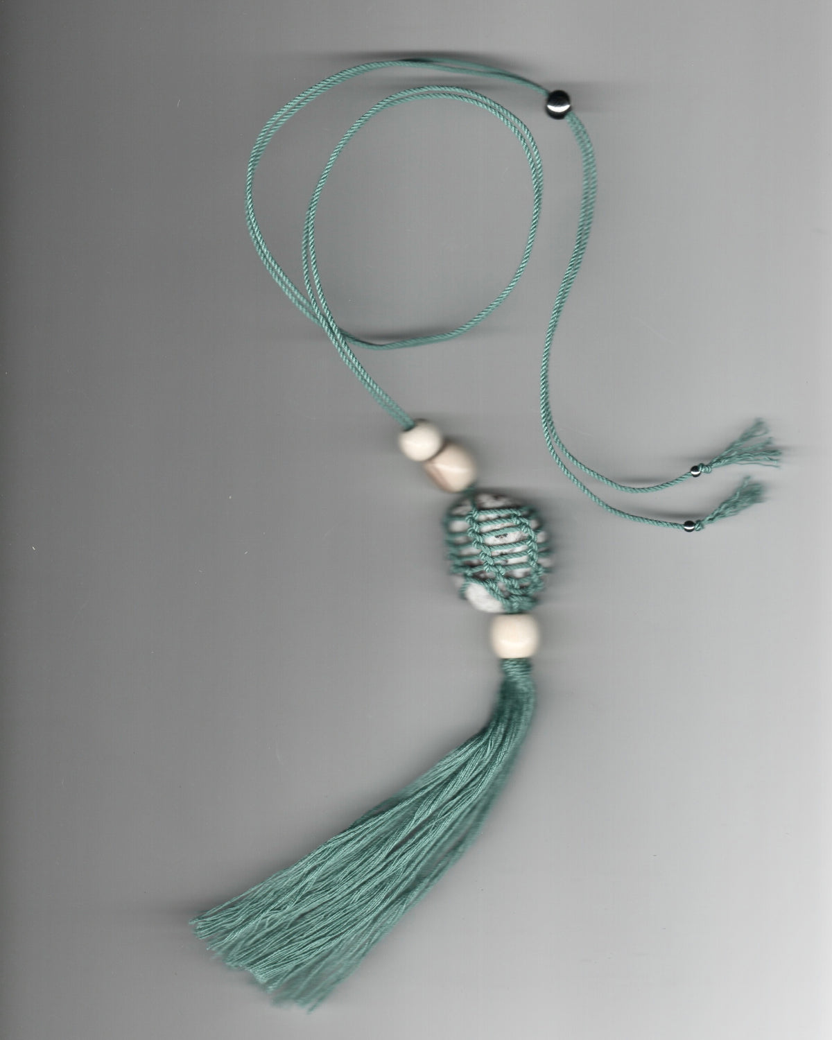 007/ Shí Teal Rope Necklace with Fringe