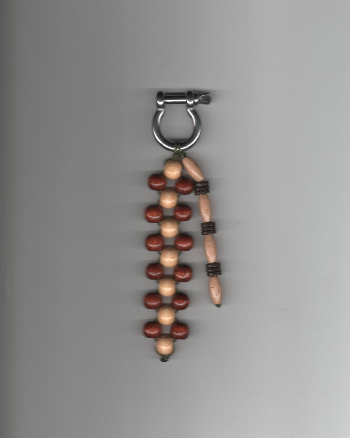 Brown Wood Beaded Keyring