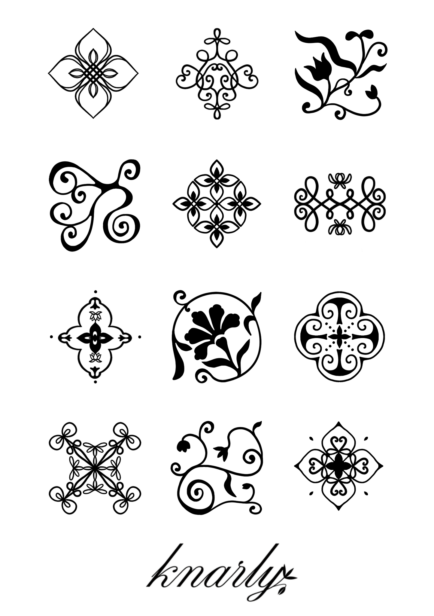 Huā Temporary Tattoo Flash Sheet