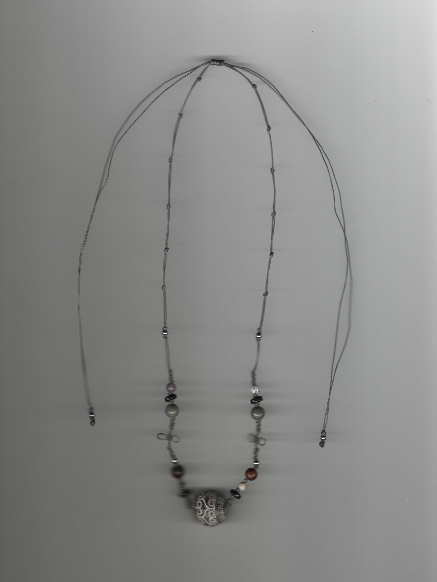 Engraved Sphere Knotted Necklace