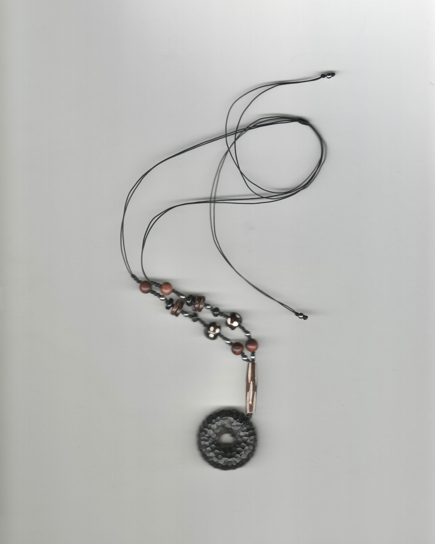 Black Chiseled Wood Necklace