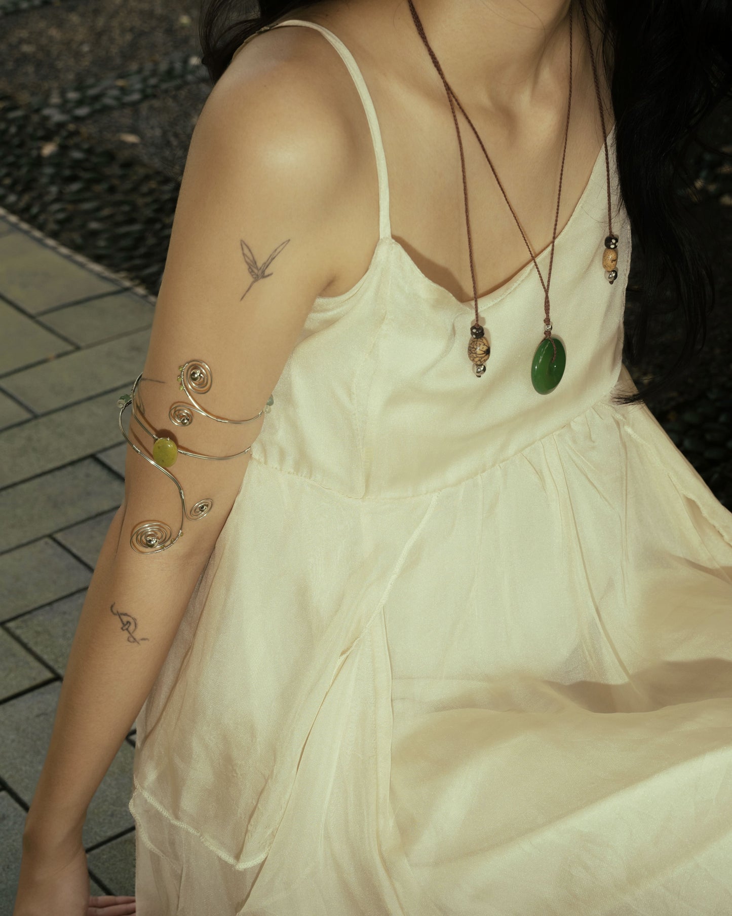 Chartreuse Oval Stone Armcuff