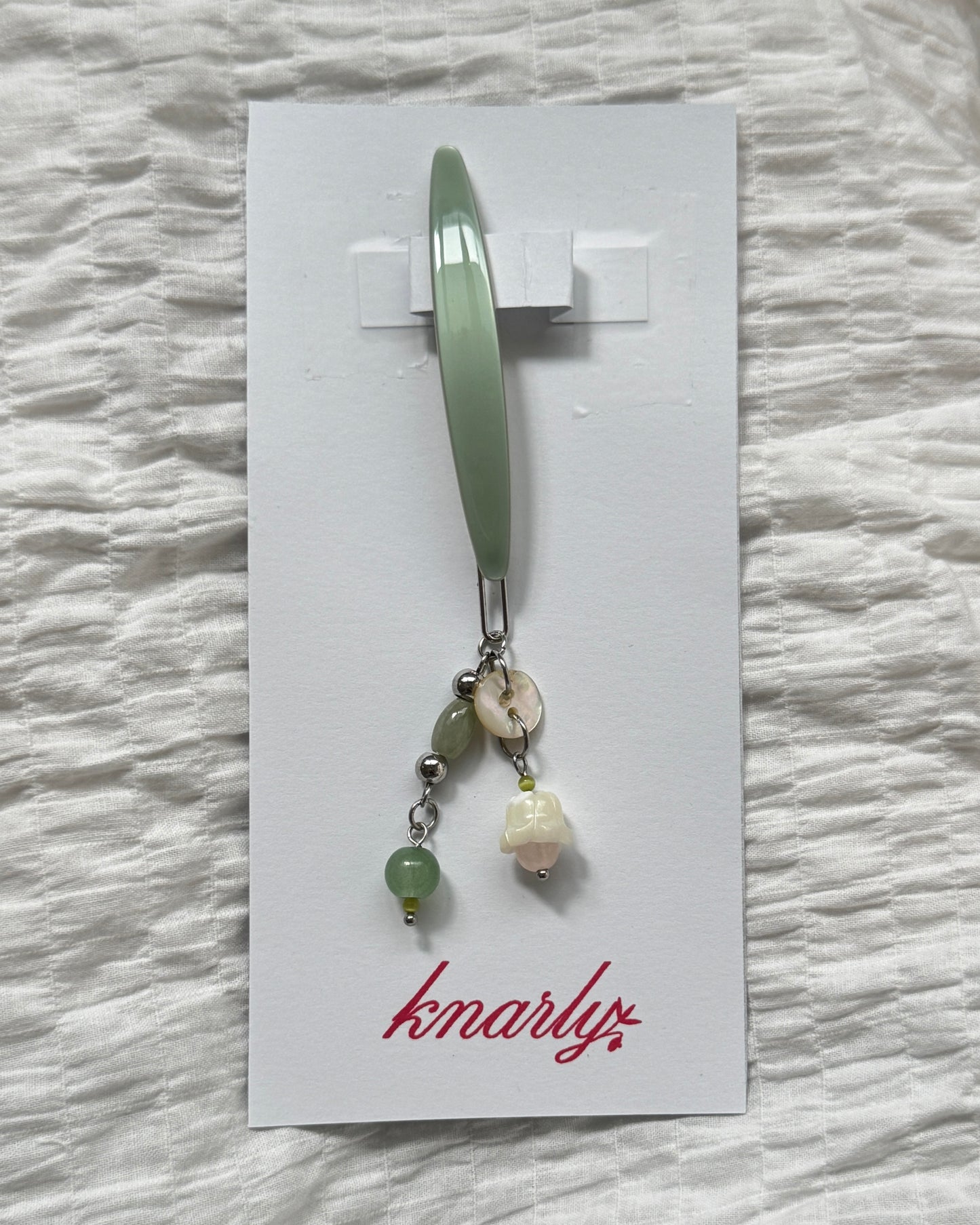 Button & Snowdrop Flower Hairpin