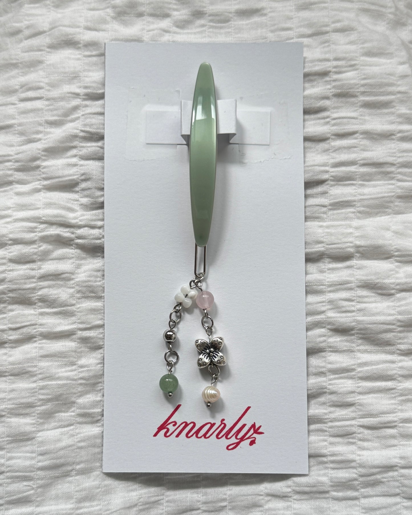 Jade & Silver Flower Hairpin