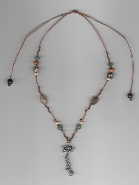 Dangling Lotus Knotted Necklace