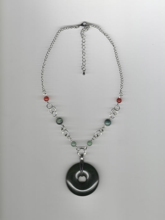 Chainmail Jade Donut Necklace