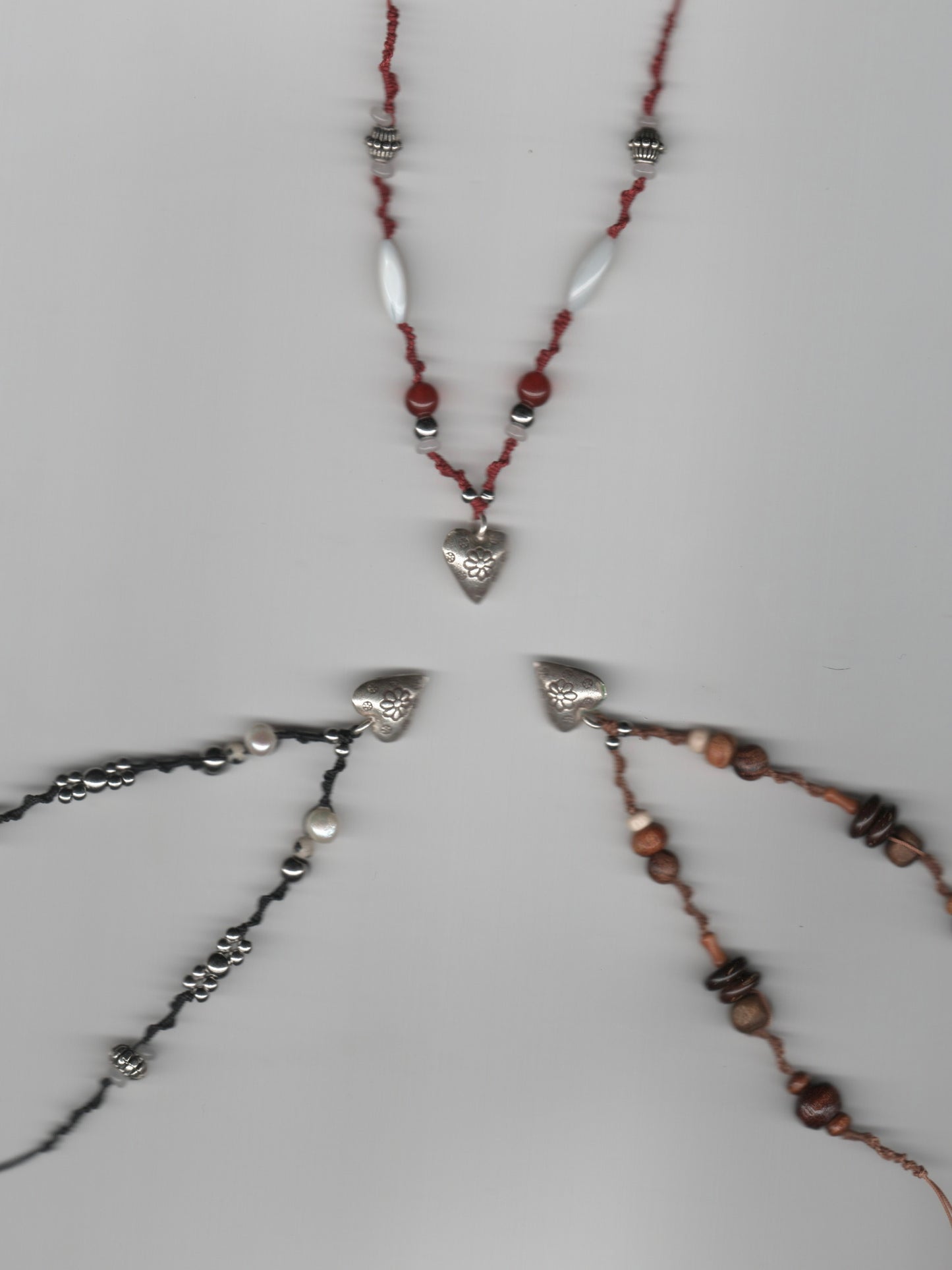 Silver Heart Trio Necklaces