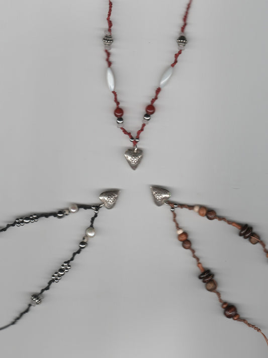 Silver Heart Trio Necklaces