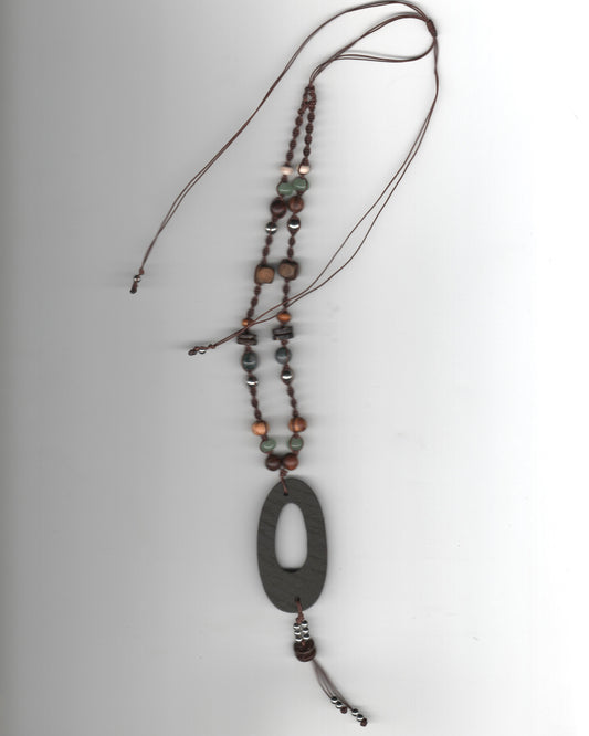 Wood Pendant Knotted Necklaces