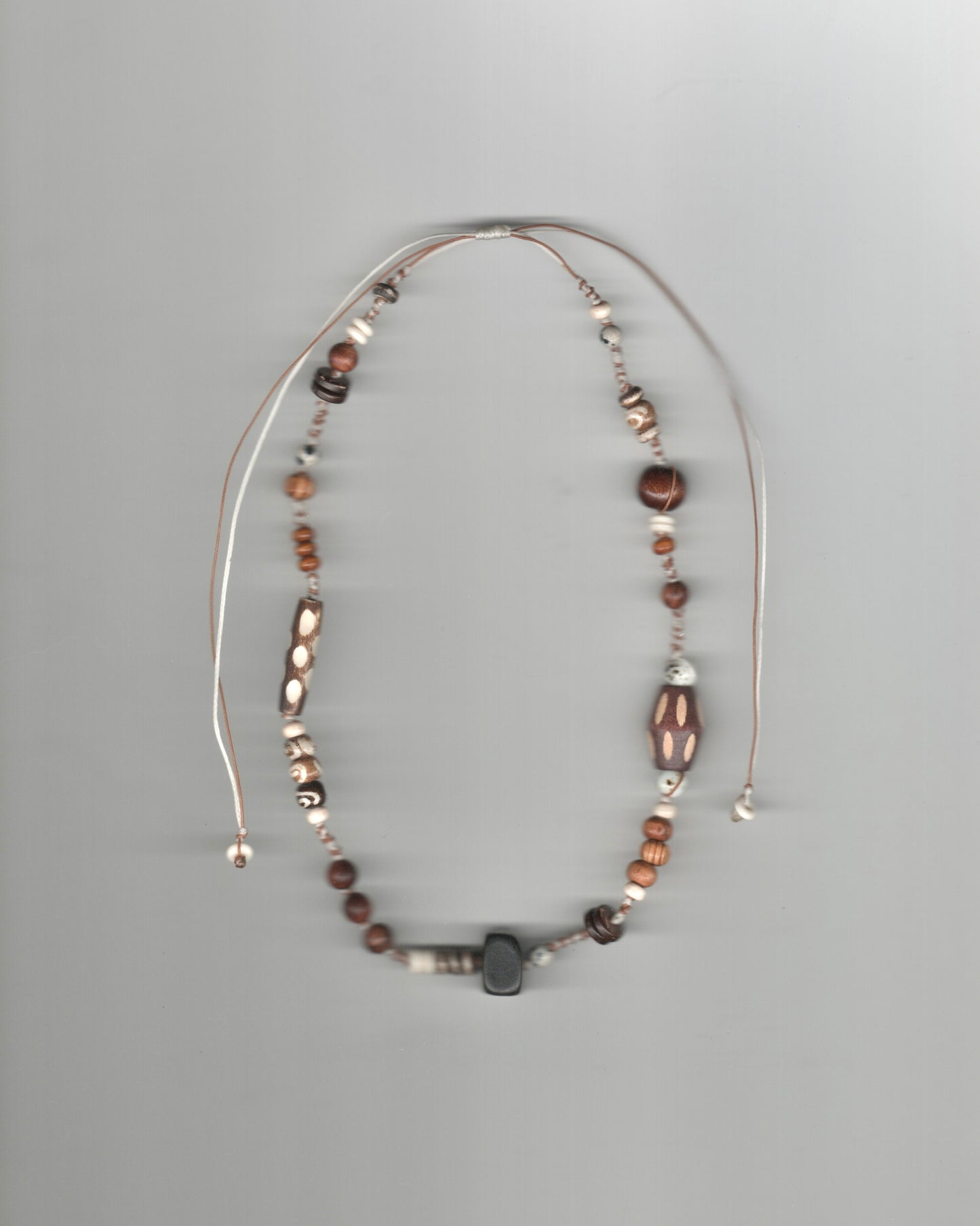 Asymmetrical Wood Knotted Necklace