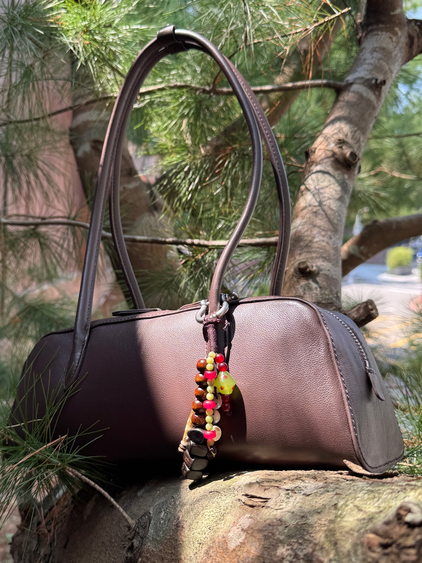 Olive Beaded Carabiner