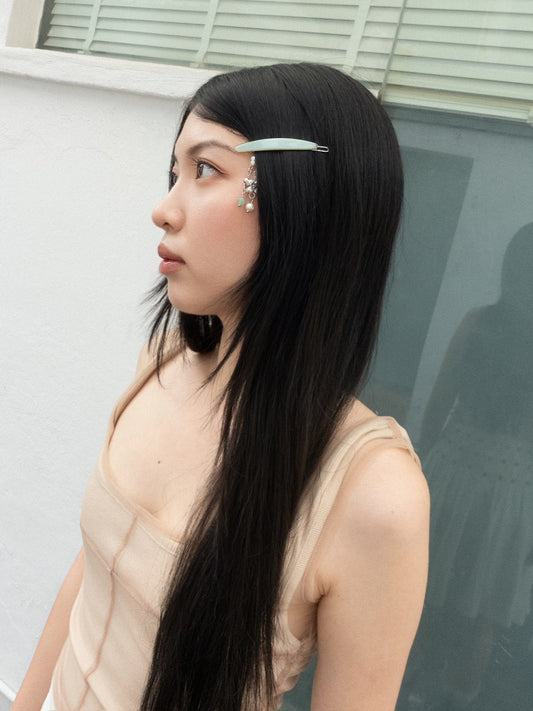 Jade & Silver Flower Hairpin