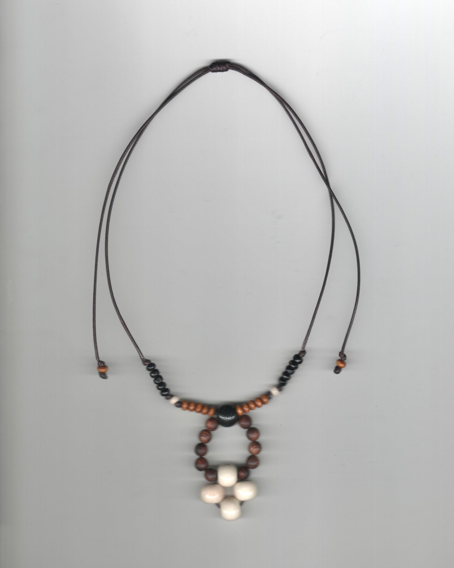 Wood Clover Beaded Necklace