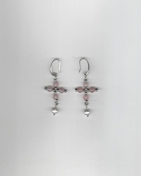 Pale Pink Clover Earrings