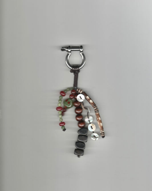 Olive Beaded Carabiner