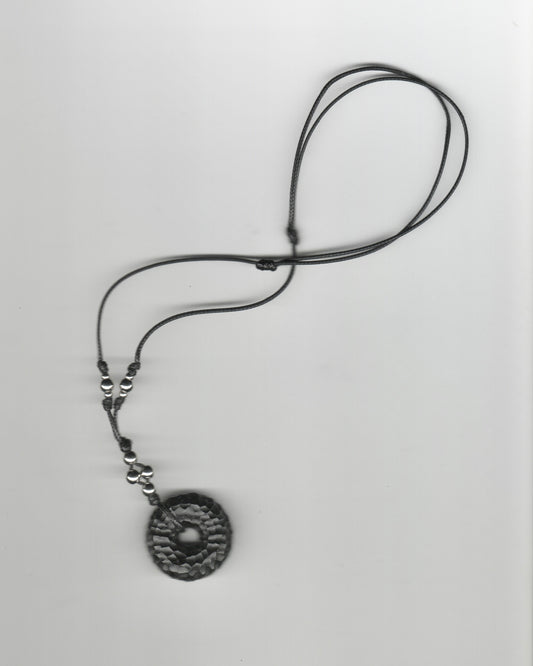 Black Chiseled Donut Necklace