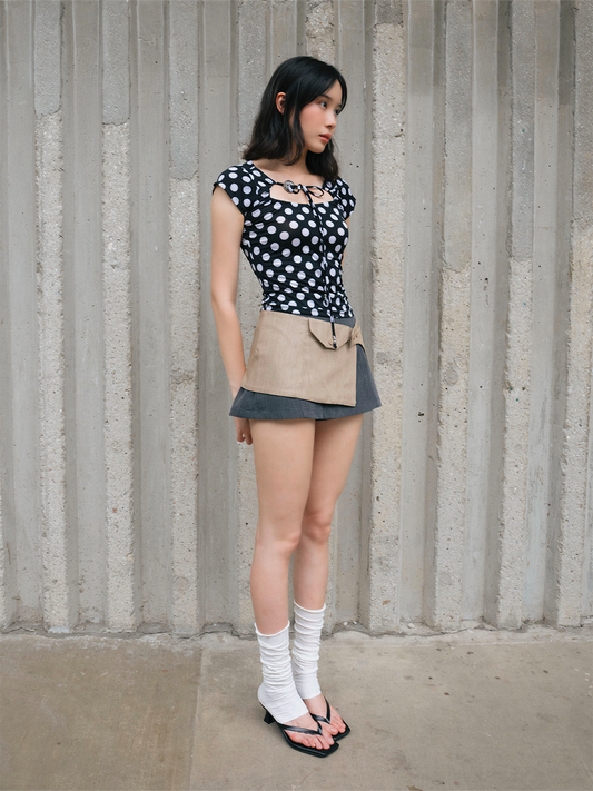 Della Two-way Button Top in Polka Dot