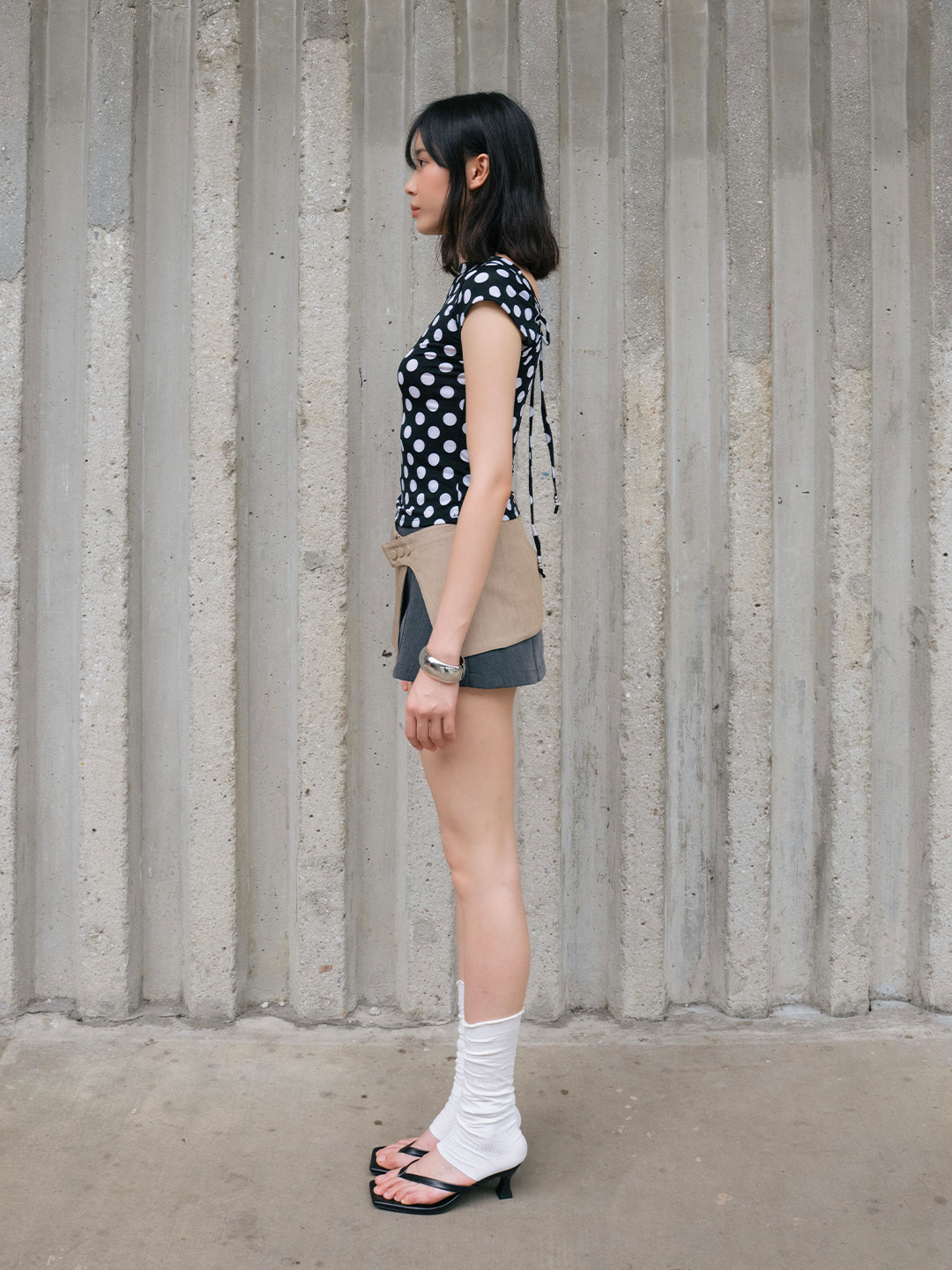 Della Two-way Button Top in Polka Dot