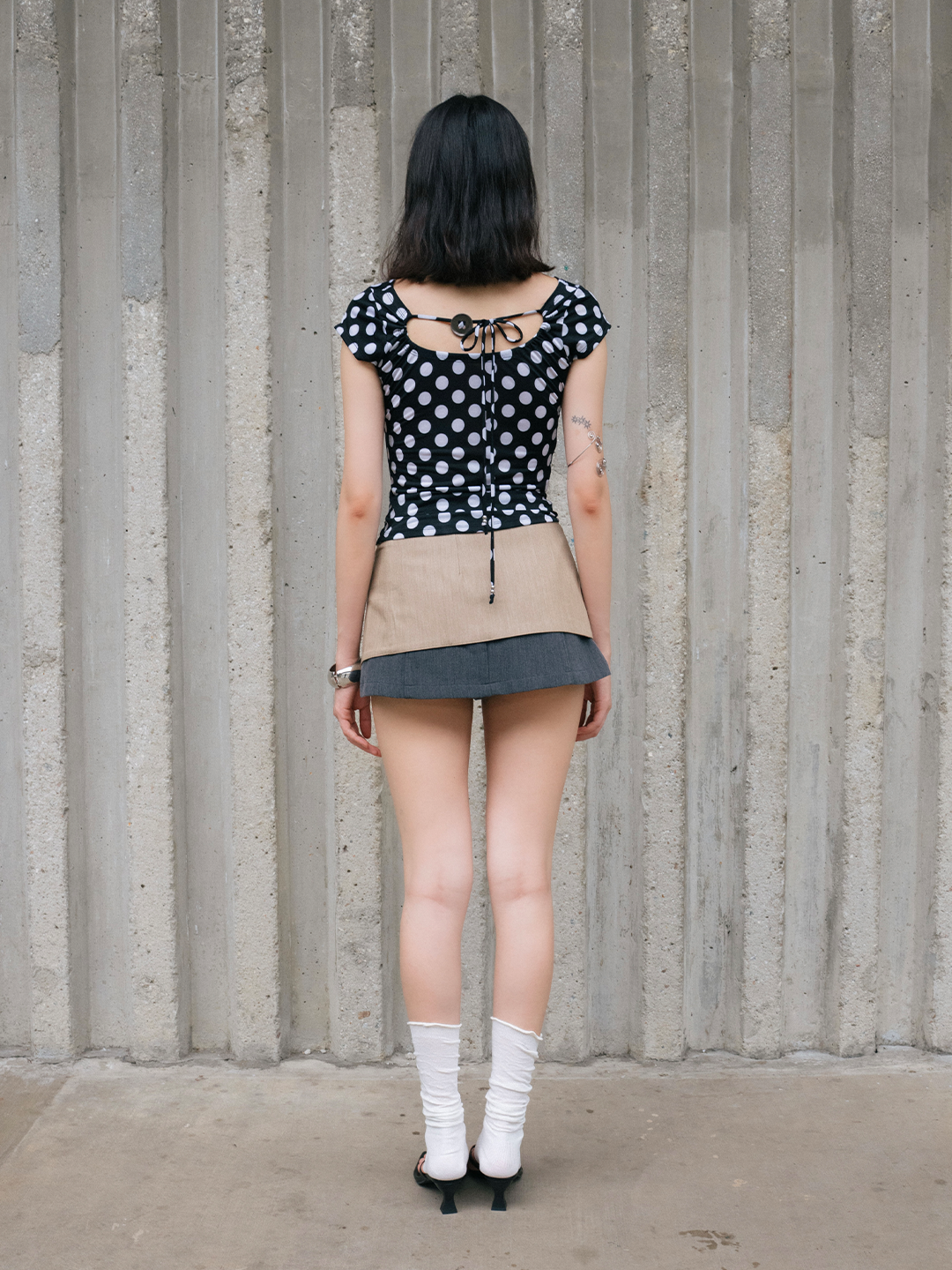 Della Two-way Button Top in Polka Dot
