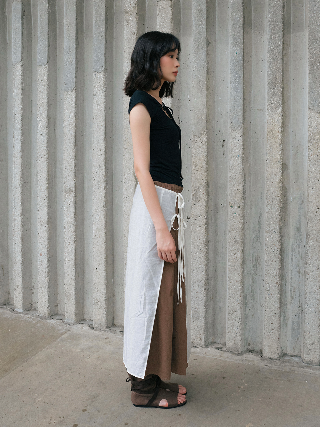 Della Two-way Button Top in Black