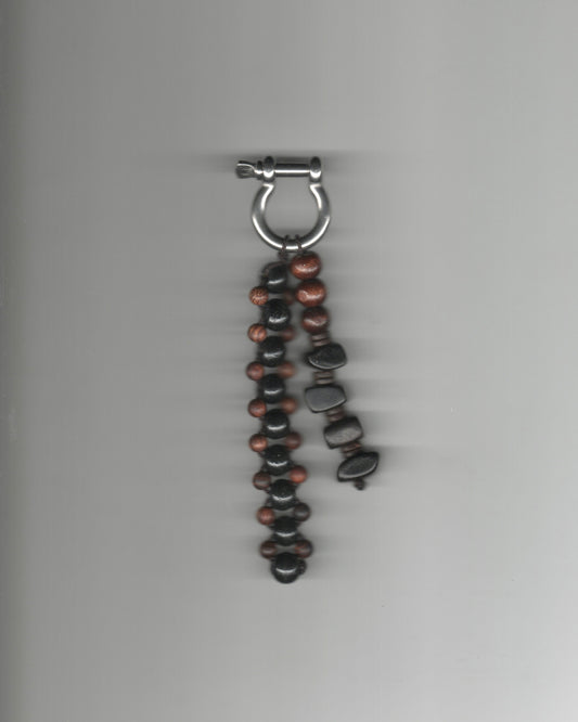 Black Wood Beaded Keyring