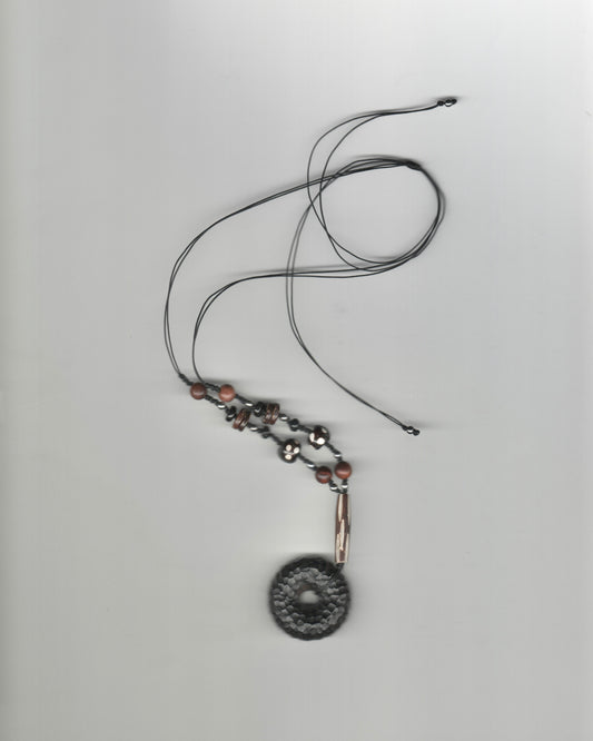Black Chiseled Wood Necklace