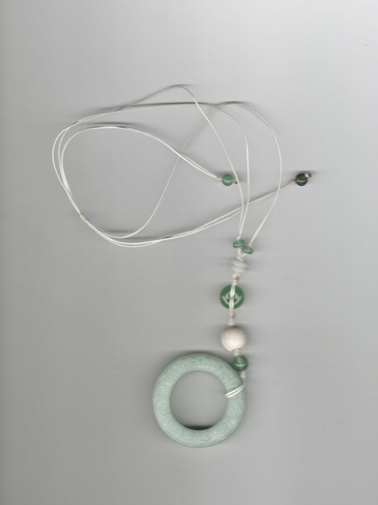 Pale Jade Engraved Ring Necklace