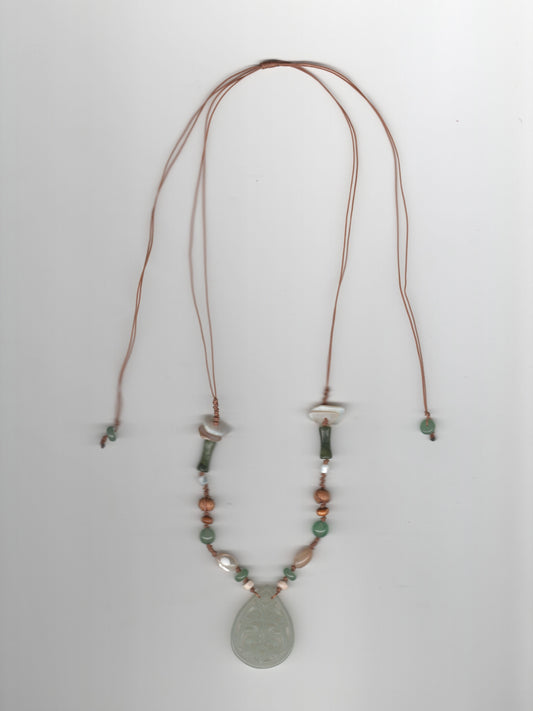 Teardrop Frame Beaded Necklace