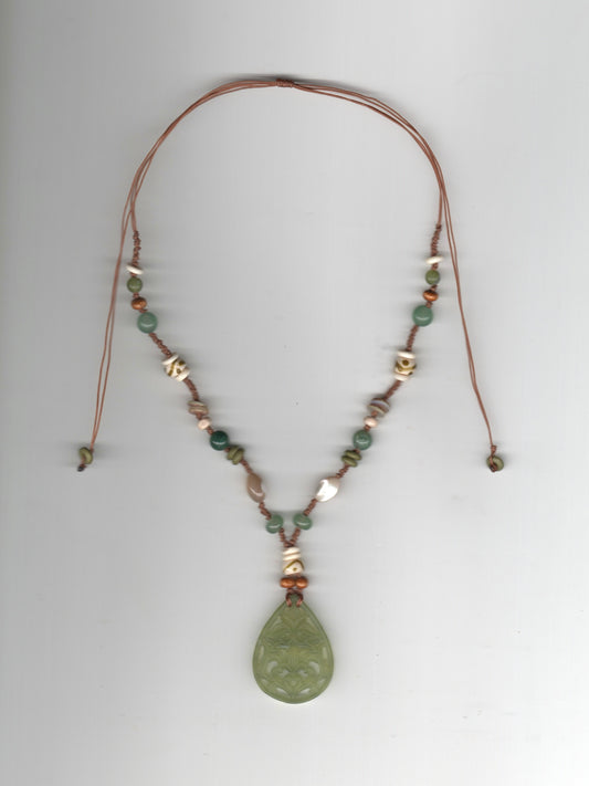 Teardrop Ornament Knotted Necklace