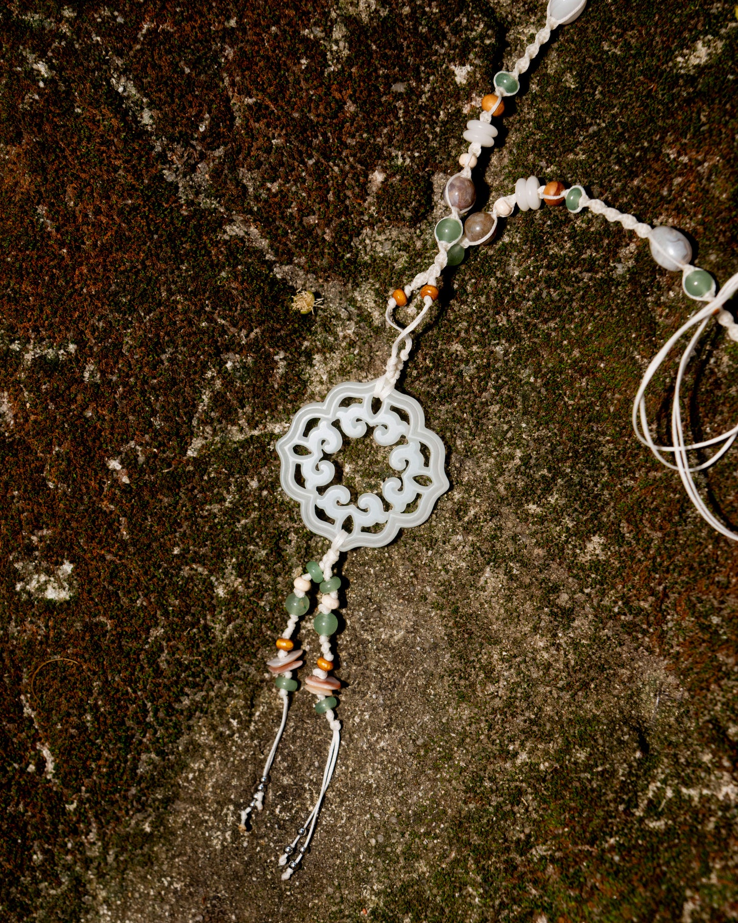 Ornament Pale Jade Knotted Necklace