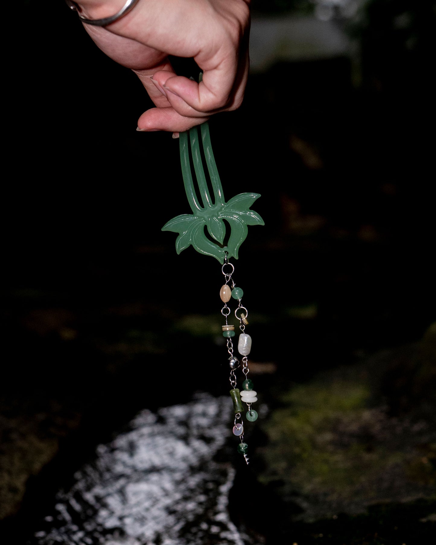 Jade Lotus Beaded Hairpin