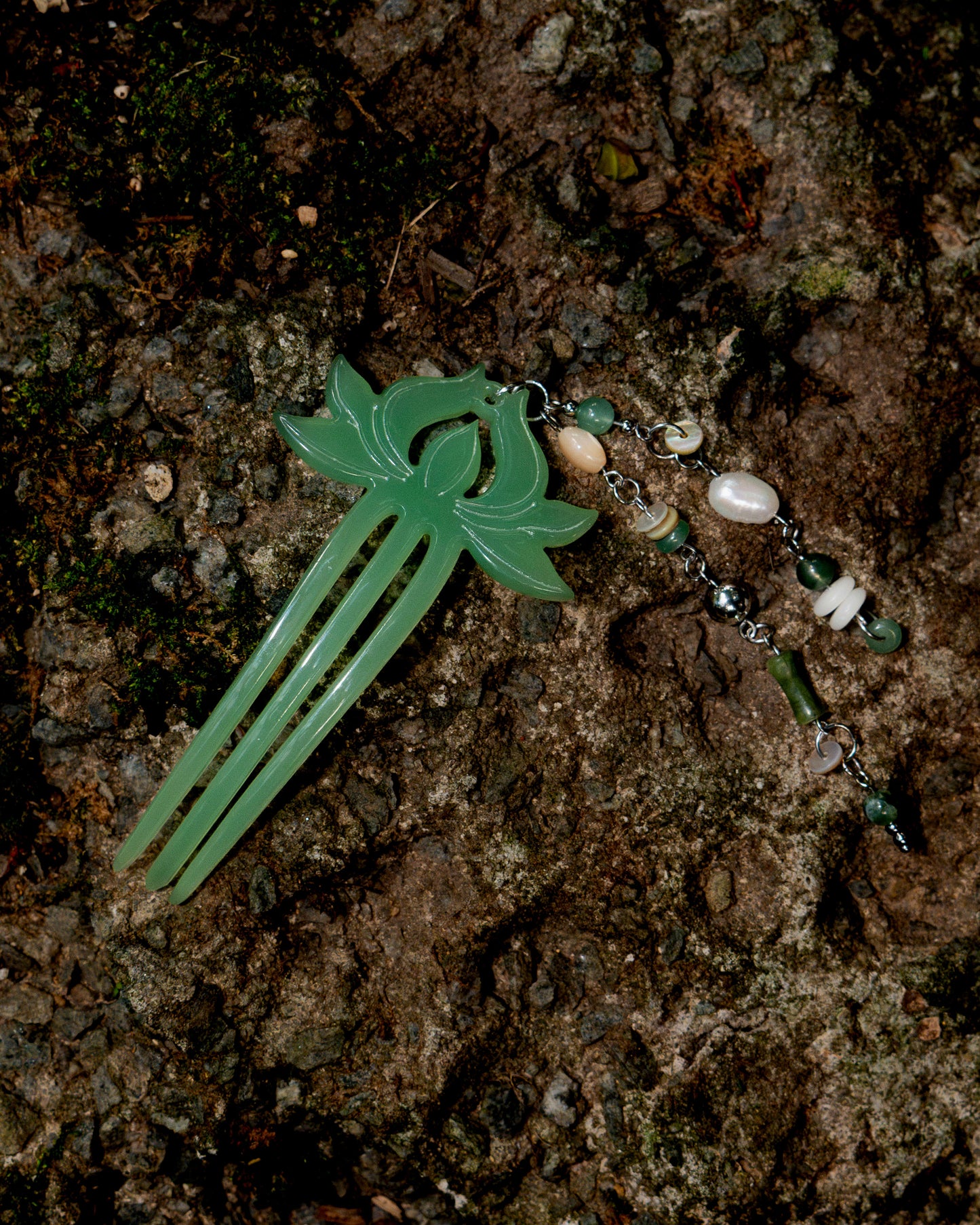 Jade Lotus Beaded Hairpin