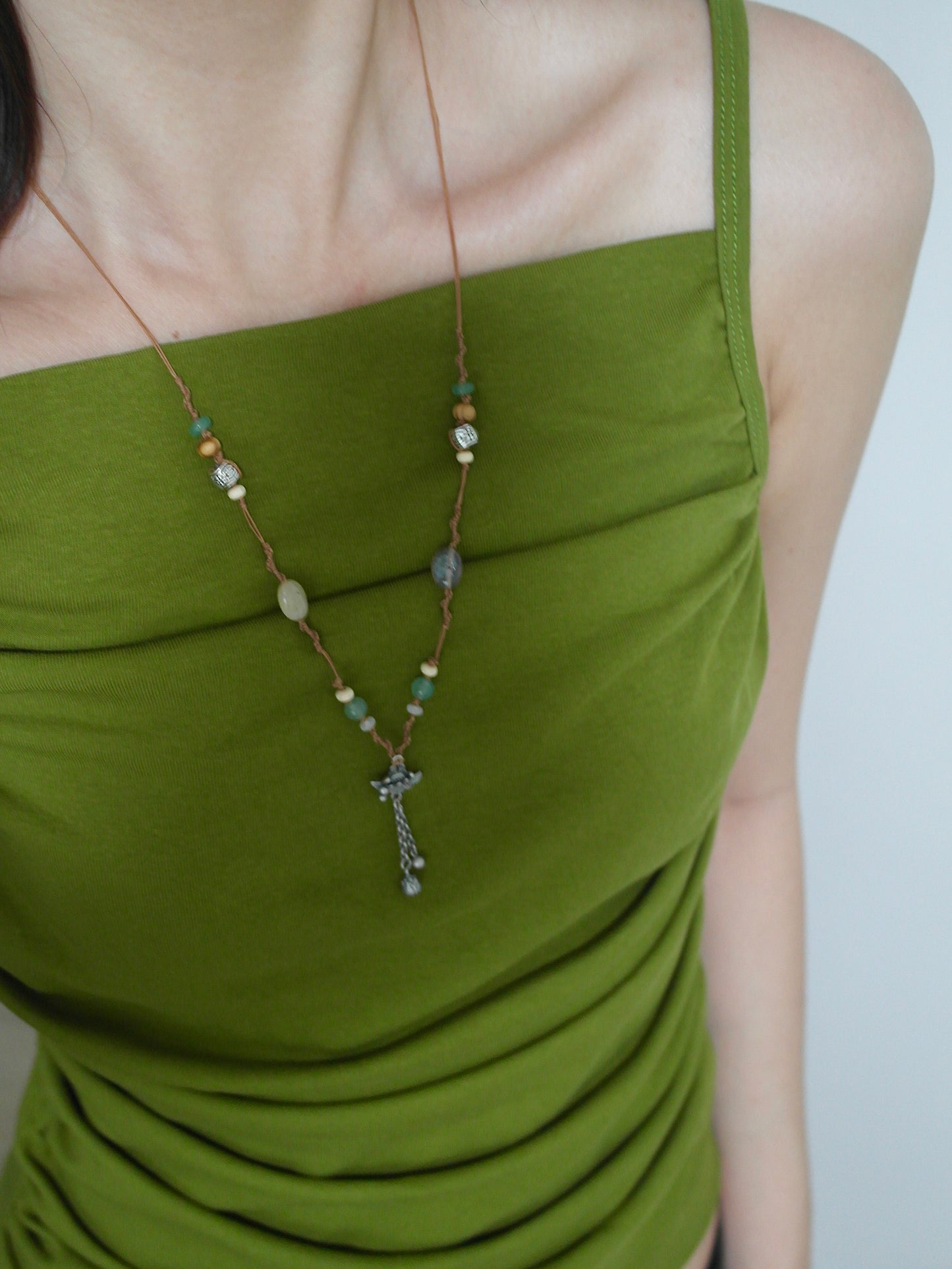 Dangling Lotus Knotted Necklace